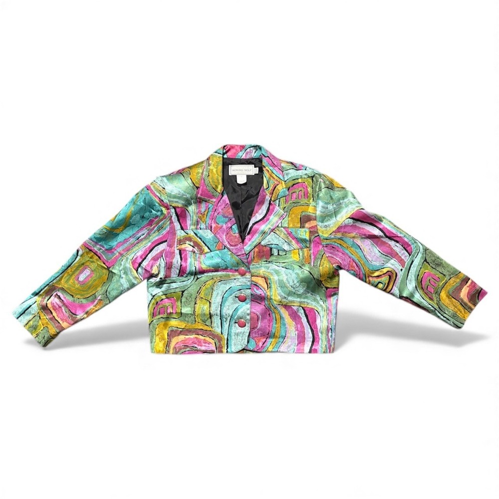 VTG Howard Wolf Abstract Print Blazer Jacket Women's size 8‎